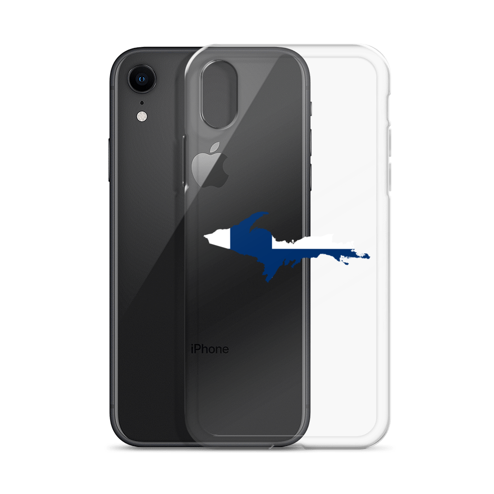 Michigan Upper Peninsula Clear iPhone Case (w/ UP Finland Flag Outline)