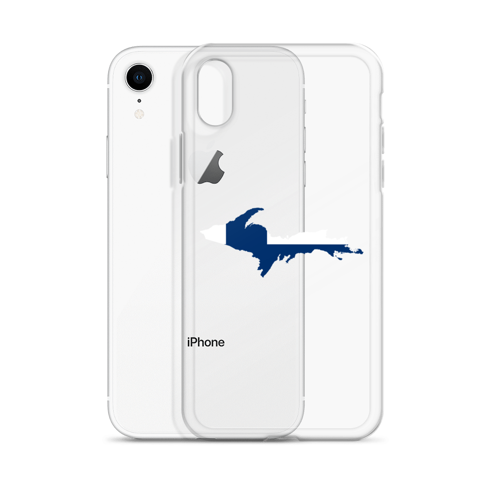 Michigan Upper Peninsula Clear iPhone Case (w/ UP Finland Flag Outline)