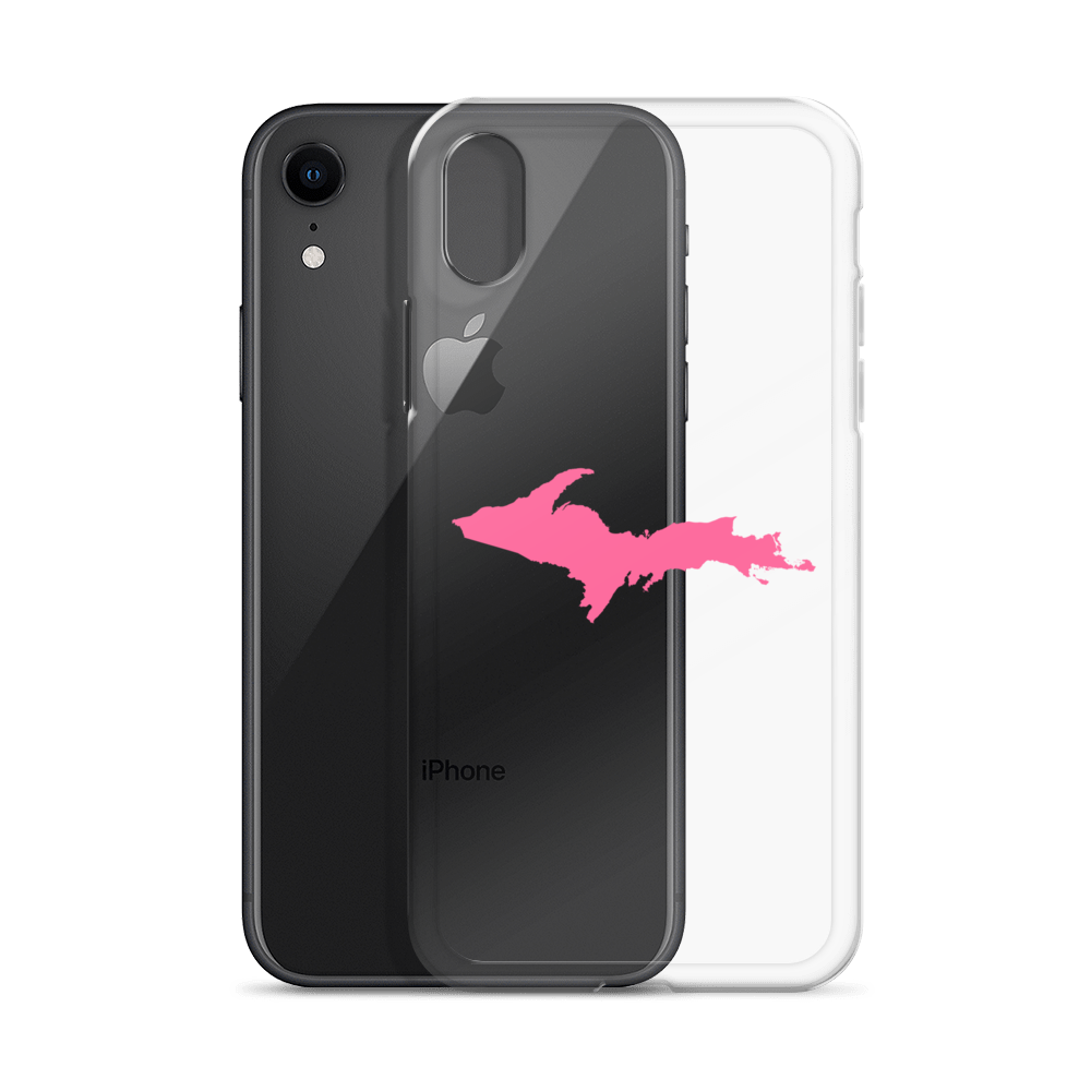 Michigan Upper Peninsula Clear iPhone Case (w/ Pink UP Outline)