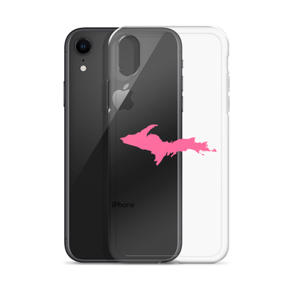 Michigan Upper Peninsula Clear iPhone Case (w/ Pink UP Outline)