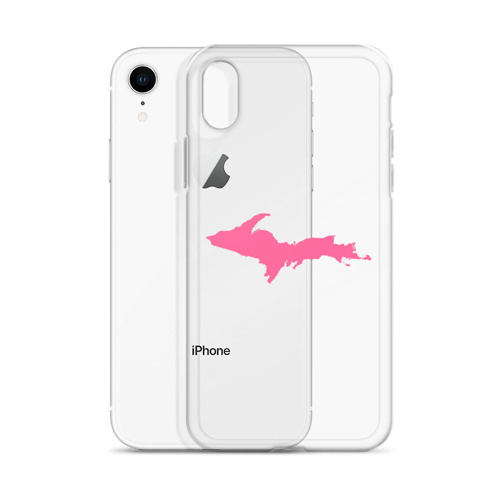 Michigan Upper Peninsula Clear iPhone Case (w/ Pink UP Outline)