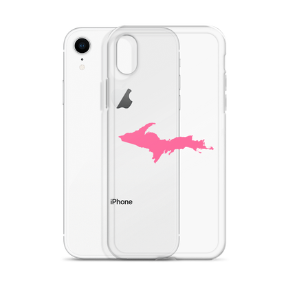 Michigan Upper Peninsula Clear iPhone Case (w/ Pink UP Outline)