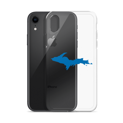 Michigan Upper Peninsula Clear iPhone Case (w/ Azure UP Outline)