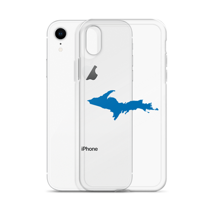 Michigan Upper Peninsula Clear iPhone Case (w/ Azure UP Outline)