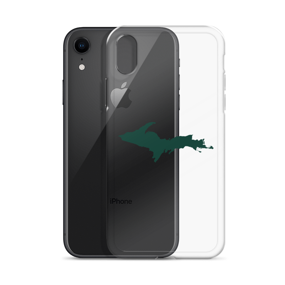 Michigan Upper Peninsula Clear iPhone Case (w/ Green UP Outline)