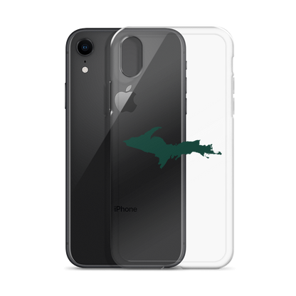 Michigan Upper Peninsula Clear iPhone Case (w/ Green UP Outline)