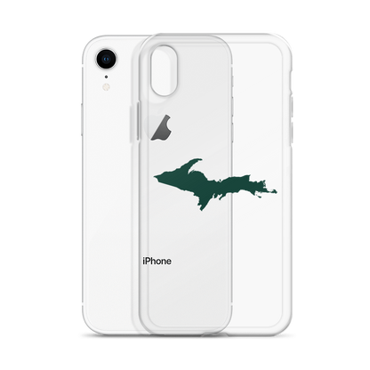 Michigan Upper Peninsula Clear iPhone Case (w/ Green UP Outline)