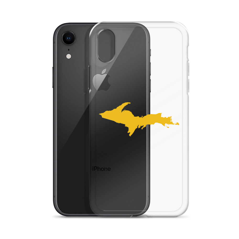 Michigan Upper Peninsula Clear iPhone Case (w/ Gold UP Outline)