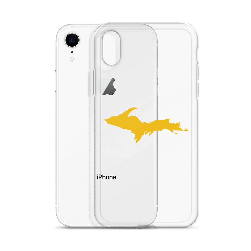 Michigan Upper Peninsula Clear iPhone Case (w/ Gold UP Outline)