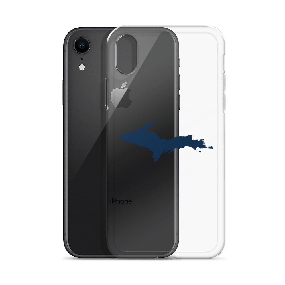 Michigan Upper Peninsula Clear iPhone Case (w/ Navy UP Outline)