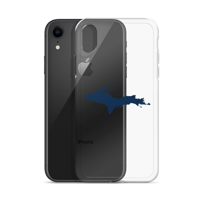 Michigan Upper Peninsula Clear iPhone Case (w/ Navy UP Outline)