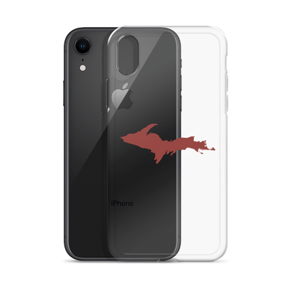 Michigan Upper Peninsula Clear iPhone Case (w/ Ore Dock Red UP Outline)