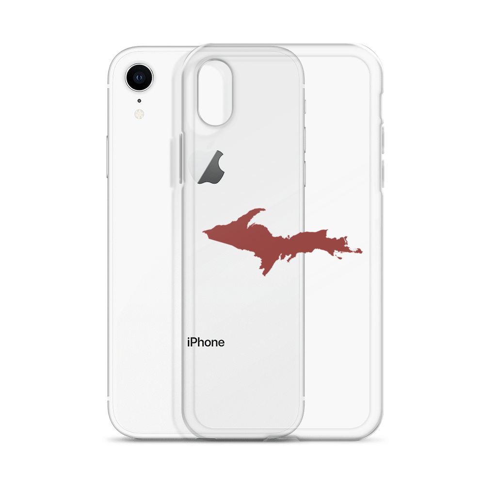 Michigan Upper Peninsula Clear iPhone Case (w/ Ore Dock Red UP Outline)