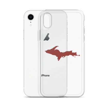 Michigan Upper Peninsula Clear iPhone Case (w/ Ore Dock Red UP Outline)