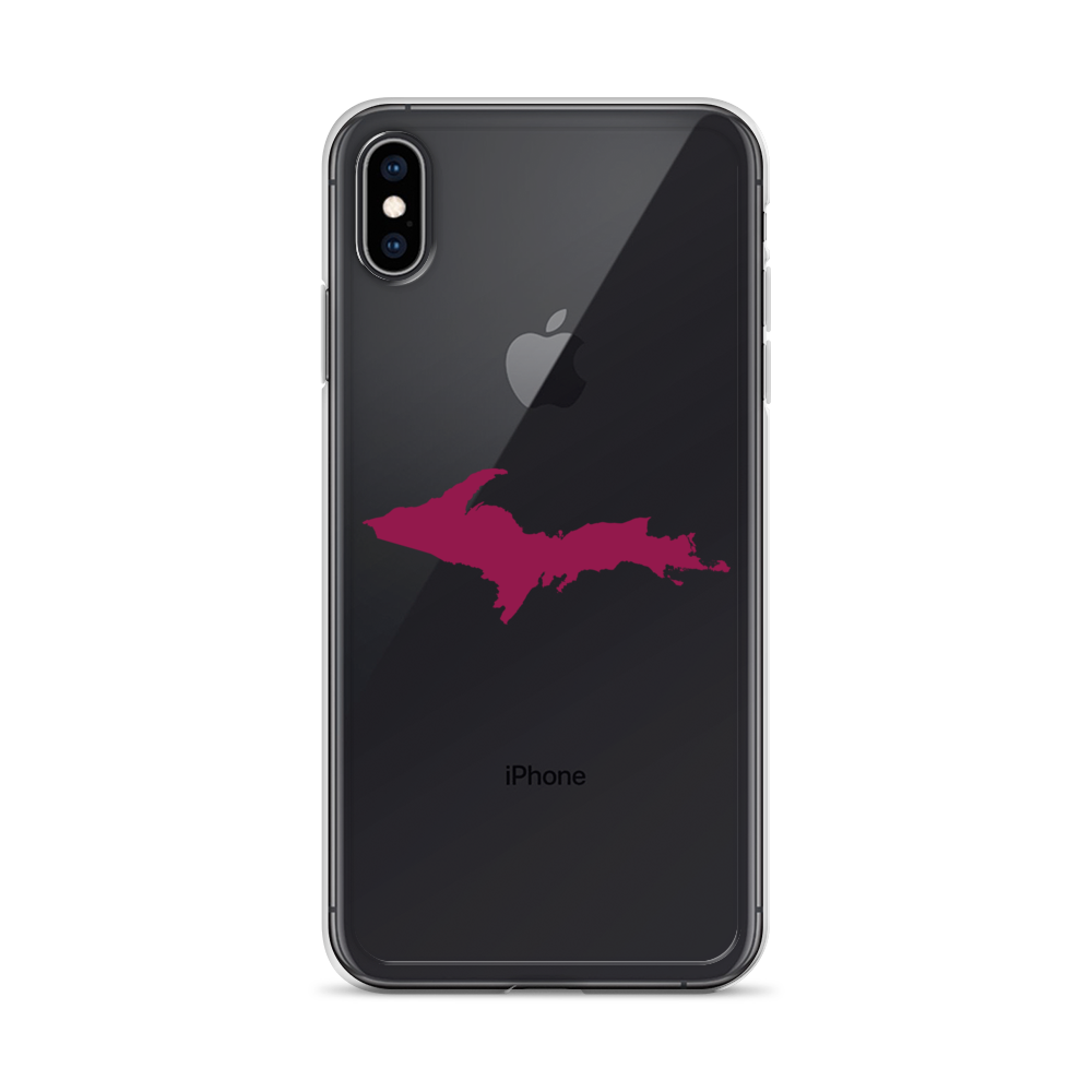 Michigan Upper Peninsula Clear iPhone Case (w/ Ruby Red UP Outline)