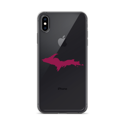 Michigan Upper Peninsula Clear iPhone Case (w/ Ruby Red UP Outline)