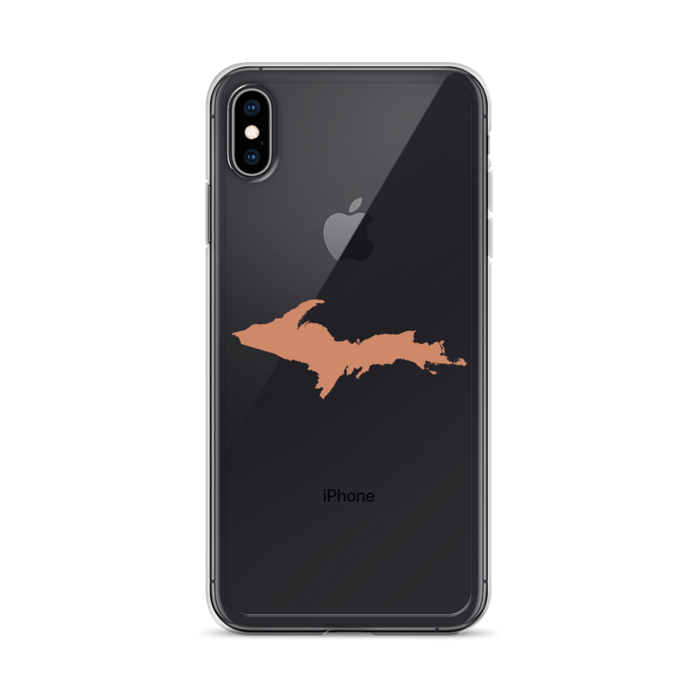 Michigan Upper Peninsula Clear iPhone Case (w/ Copper Color UP Outline)