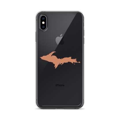 Michigan Upper Peninsula Clear iPhone Case (w/ Copper Color UP Outline)