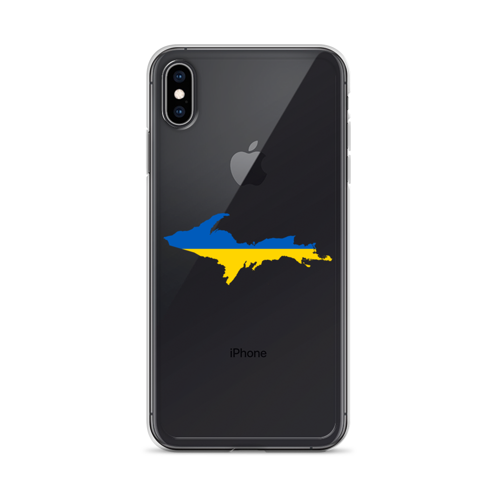 Michigan Upper Peninsula Clear iPhone Case (w/ UP Ukraine Flag Outline)