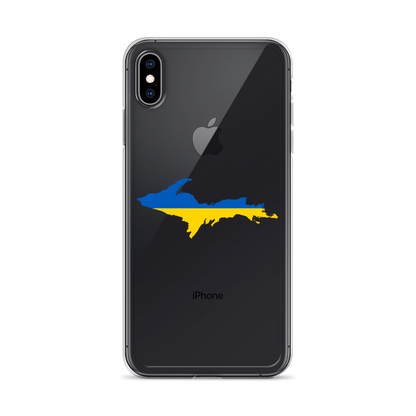 Michigan Upper Peninsula Clear iPhone Case (w/ UP Ukraine Flag Outline)