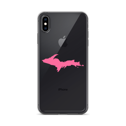 Michigan Upper Peninsula Clear iPhone Case (w/ Pink UP Outline)