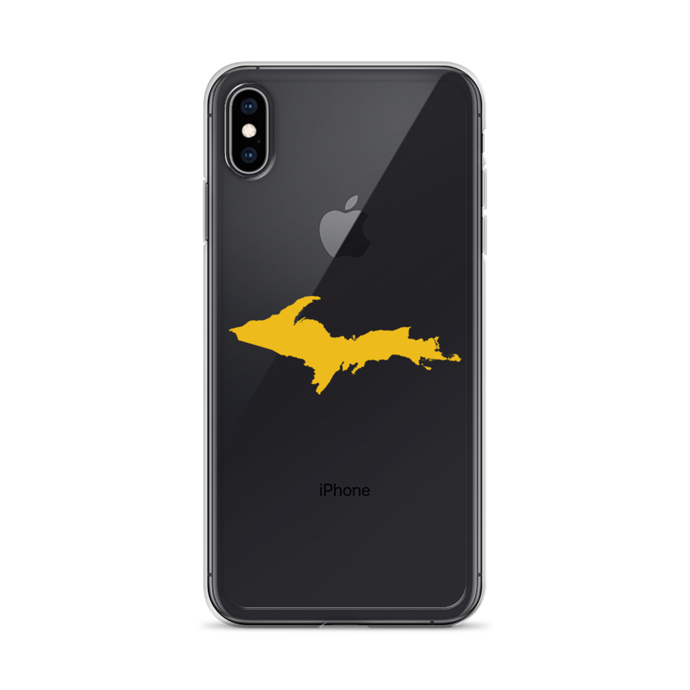 Michigan Upper Peninsula Clear iPhone Case (w/ Gold UP Outline)