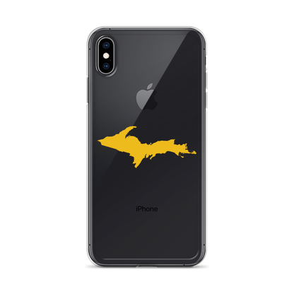 Michigan Upper Peninsula Clear iPhone Case (w/ Gold UP Outline)