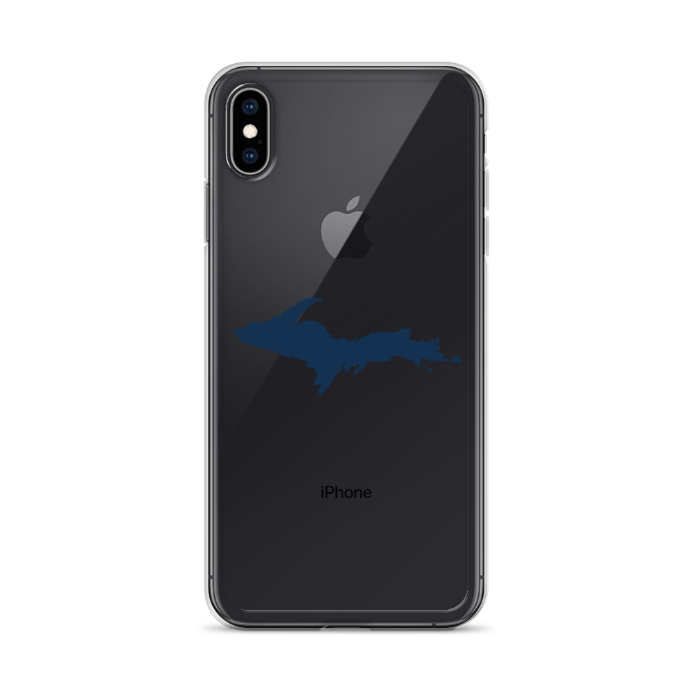 Michigan Upper Peninsula Clear iPhone Case (w/ Navy UP Outline)