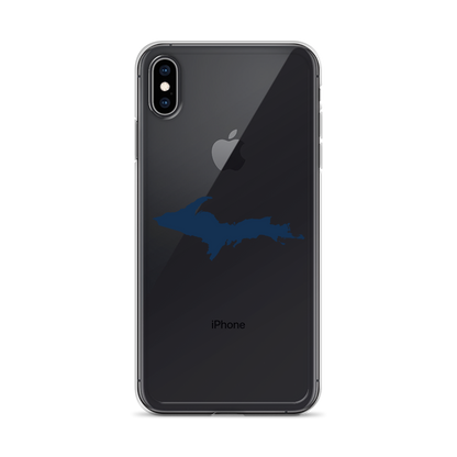 Michigan Upper Peninsula Clear iPhone Case (w/ Navy UP Outline)