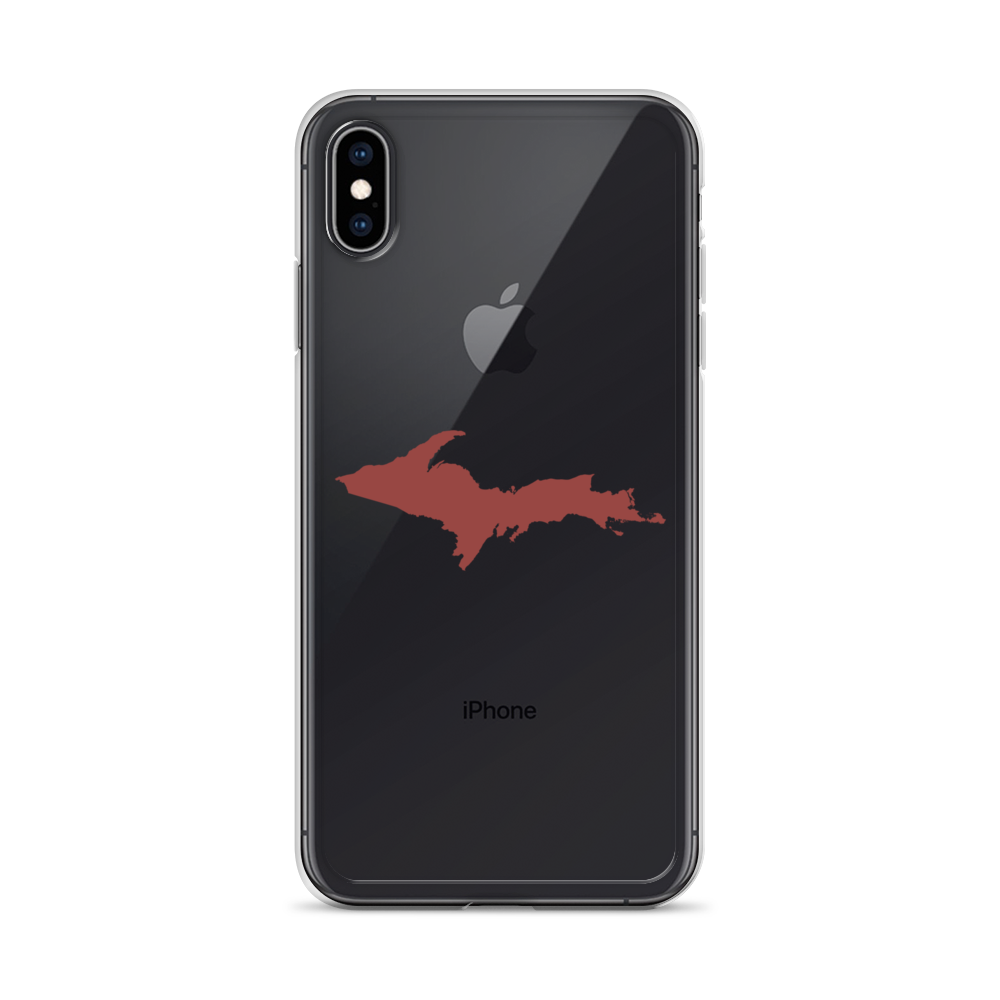 Michigan Upper Peninsula Clear iPhone Case (w/ Ore Dock Red UP Outline)