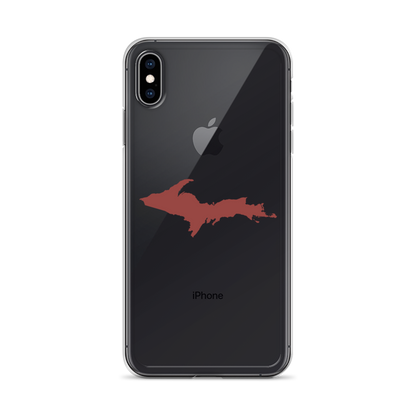 Michigan Upper Peninsula Clear iPhone Case (w/ Ore Dock Red UP Outline)