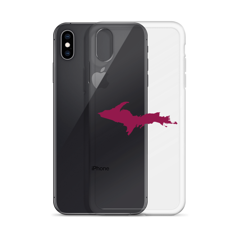 Michigan Upper Peninsula Clear iPhone Case (w/ Ruby Red UP Outline)