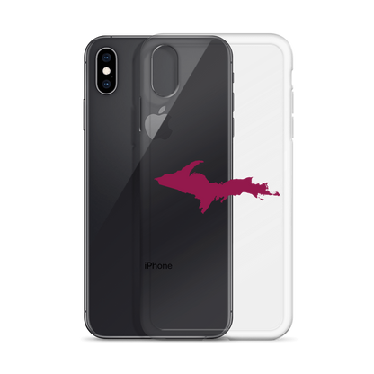 Michigan Upper Peninsula Clear iPhone Case (w/ Ruby Red UP Outline)