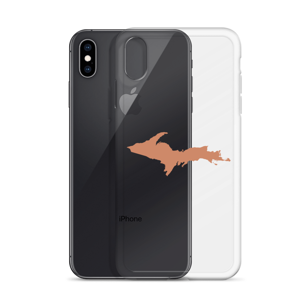 Michigan Upper Peninsula Clear iPhone Case (w/ Copper Color UP Outline)