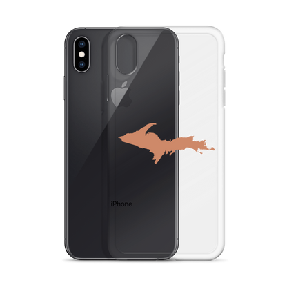 Michigan Upper Peninsula Clear iPhone Case (w/ Copper Color UP Outline)