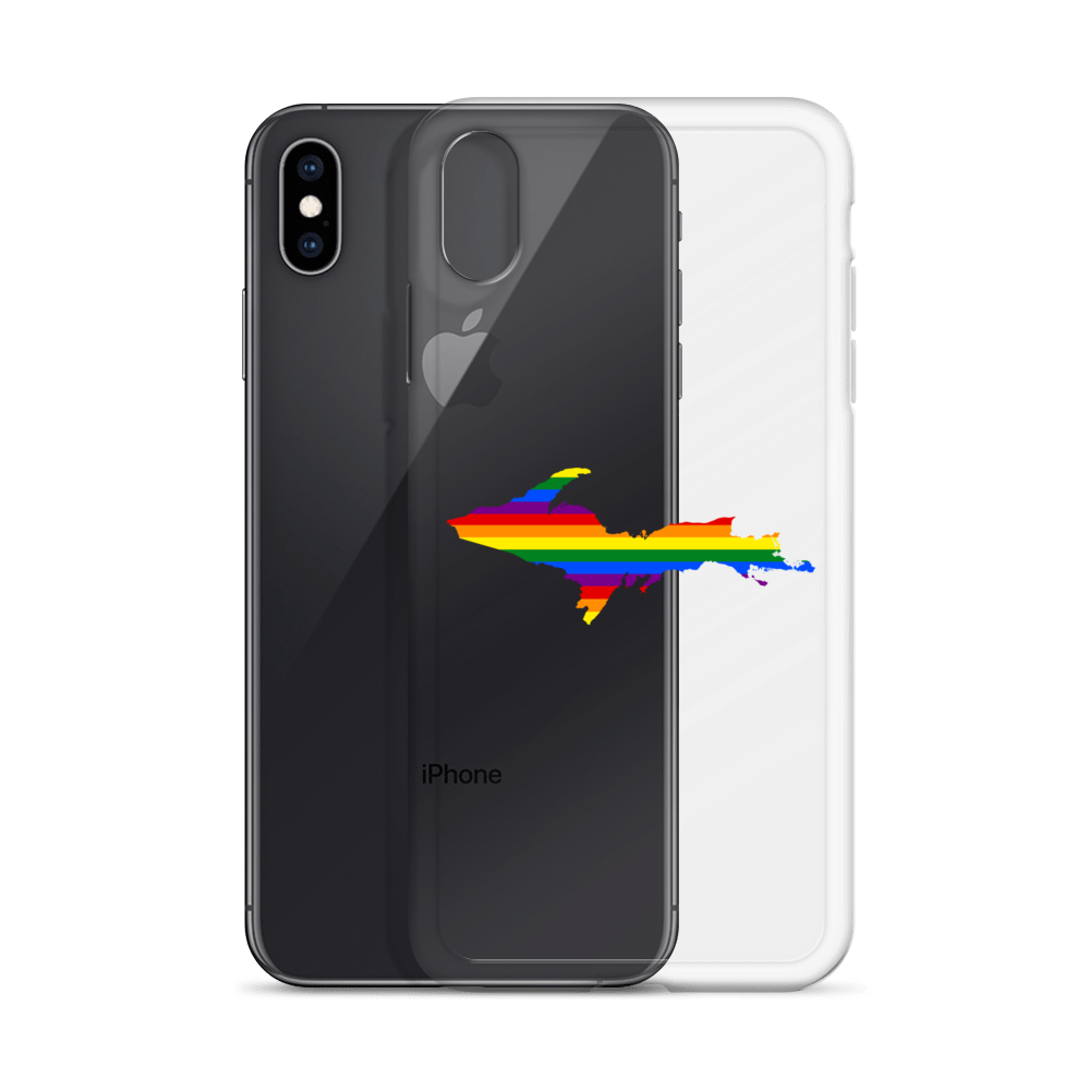 Michigan Upper Peninsula Clear iPhone Case (w/ UP Pride Flag Outline)