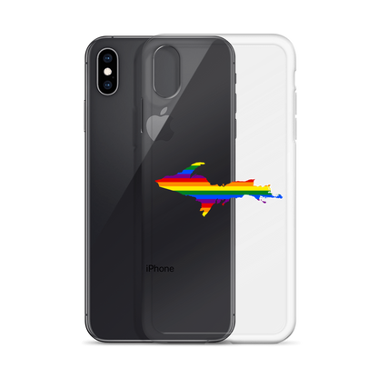 Michigan Upper Peninsula Clear iPhone Case (w/ UP Pride Flag Outline)