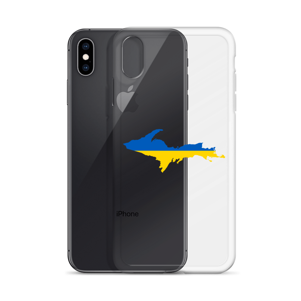 Michigan Upper Peninsula Clear iPhone Case (w/ UP Ukraine Flag Outline)