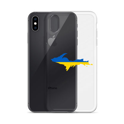 Michigan Upper Peninsula Clear iPhone Case (w/ UP Ukraine Flag Outline)