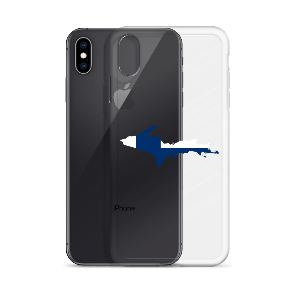 Michigan Upper Peninsula Clear iPhone Case (w/ UP Finland Flag Outline)