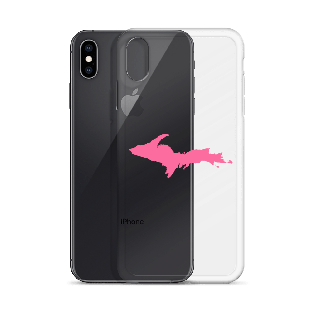 Michigan Upper Peninsula Clear iPhone Case (w/ Pink UP Outline)