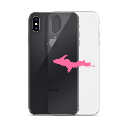 Michigan Upper Peninsula Clear iPhone Case (w/ Pink UP Outline)