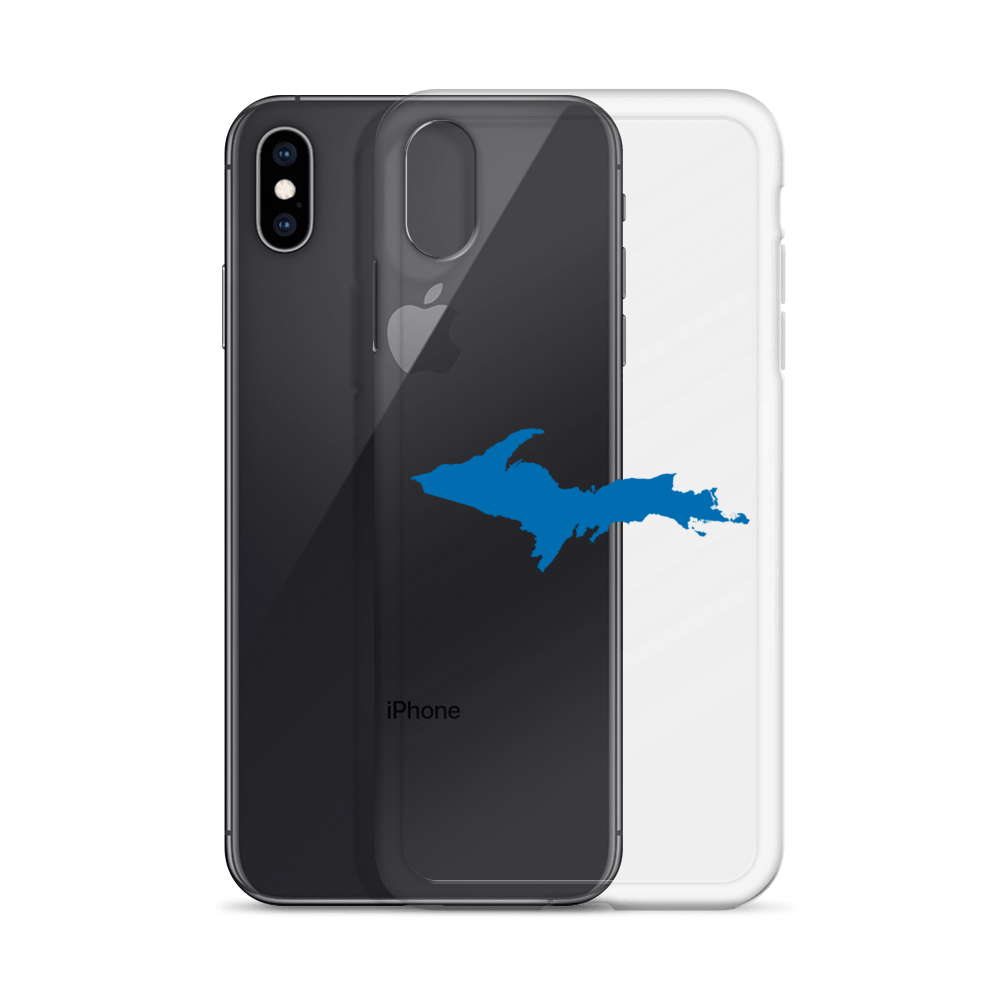 Michigan Upper Peninsula Clear iPhone Case (w/ Azure UP Outline)