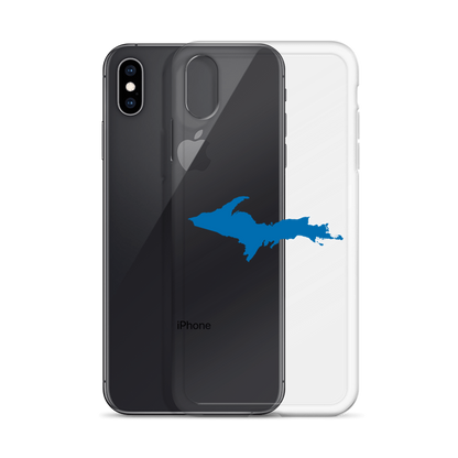 Michigan Upper Peninsula Clear iPhone Case (w/ Azure UP Outline)