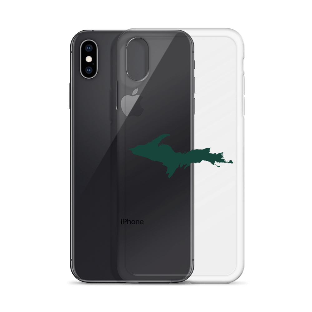 Michigan Upper Peninsula Clear iPhone Case (w/ Green UP Outline)