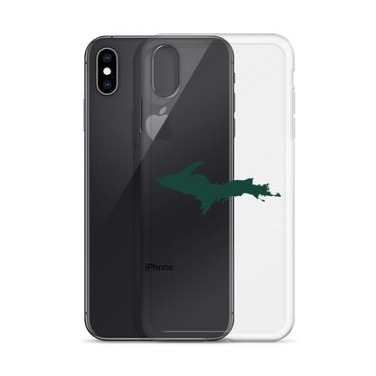 Michigan Upper Peninsula Clear iPhone Case (w/ Green UP Outline)