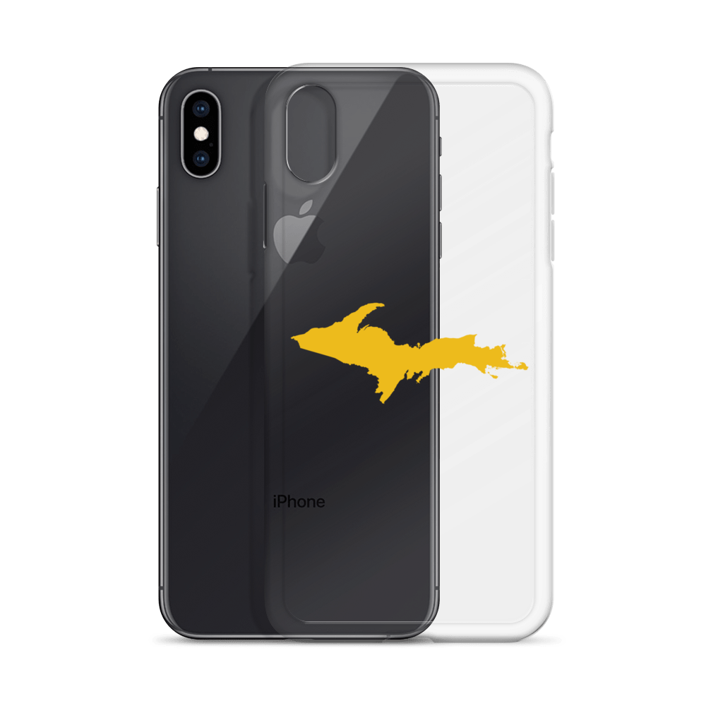 Michigan Upper Peninsula Clear iPhone Case (w/ Gold UP Outline)