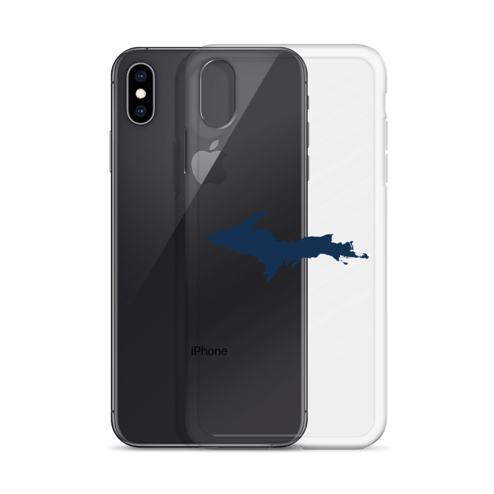 Michigan Upper Peninsula Clear iPhone Case (w/ Navy UP Outline)