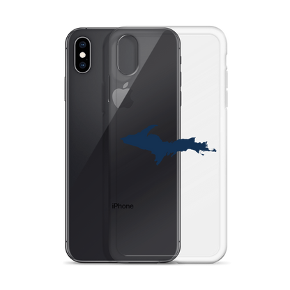 Michigan Upper Peninsula Clear iPhone Case (w/ Navy UP Outline)