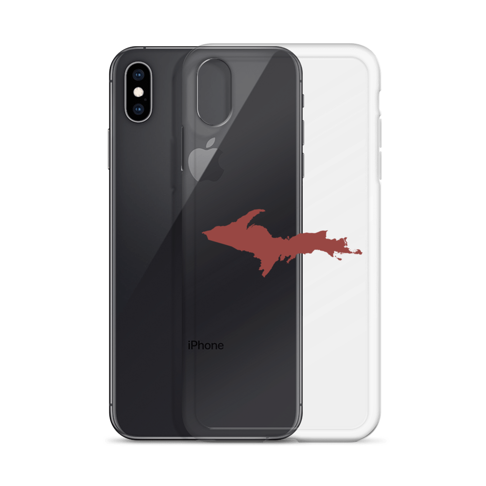 Michigan Upper Peninsula Clear iPhone Case (w/ Ore Dock Red UP Outline)